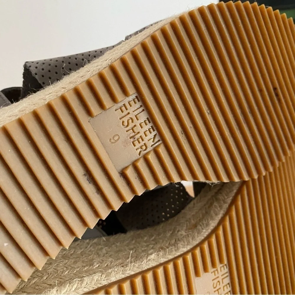 Eileen Fisher Gray Espadrille Willow Wedge 2 Graphite Nubuck Sandals 9 - Picture 13 of 16